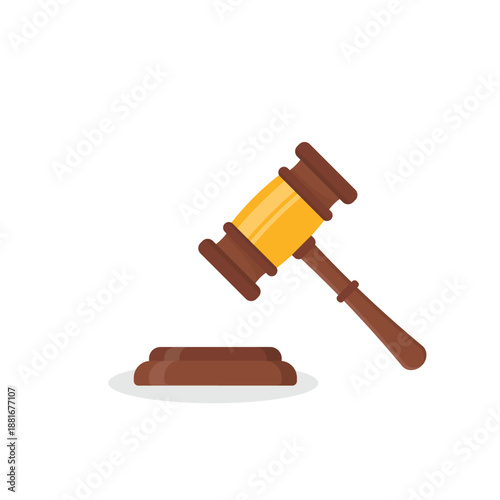 illustration of a brown wooden gavel isolated on a white background as a legal symbol for justice, law, and auction judgment
