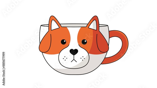 Cute Dog Face Ceramic Mug with Handle, Adorable Cartoon Animal Design for Coffee or Tea