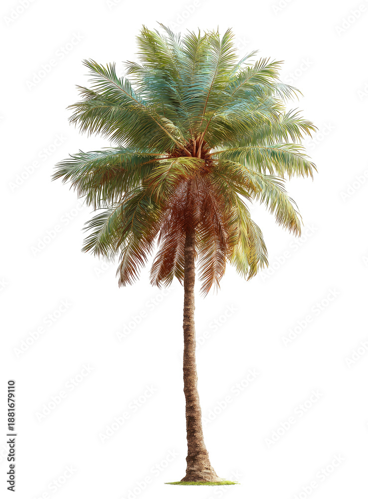 Fototapeta premium Digitally isolated palm tree against a plain black background