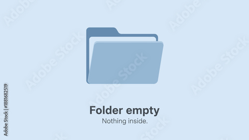 Empty Folder Icon Illustration: No Data Found, Nothing Inside. Modern UI/UX Design Element for Error Status or Zero Search Results Notification.