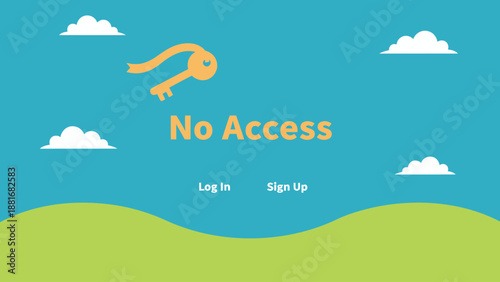 Flat Vector UI Design: No Access Permission Needed Screen with Login and Sign Up Buttons. Security, Restriction, and Gated Content Illustration.