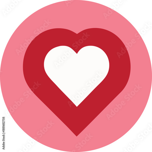 Elegant red heart on soft pink background