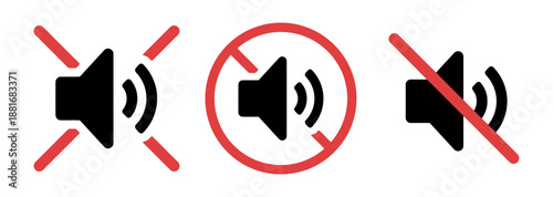 No sound volume mute audio off vector icon set