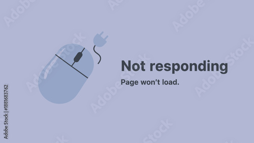 Not Responding Error Page Illustration. Disconnected Mouse Graphic Representing Internet Connection Failure, Broken Link, and System Downtime.