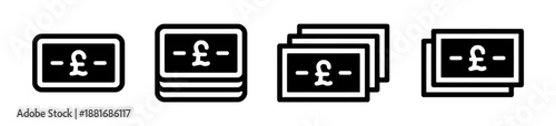 Pound sterling stack of notes icon vector design