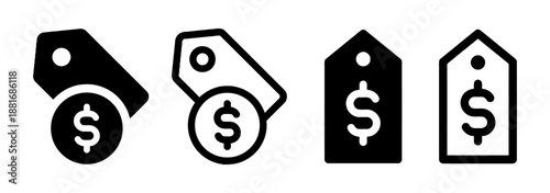 Price tag with dollar sign icon black silhouette