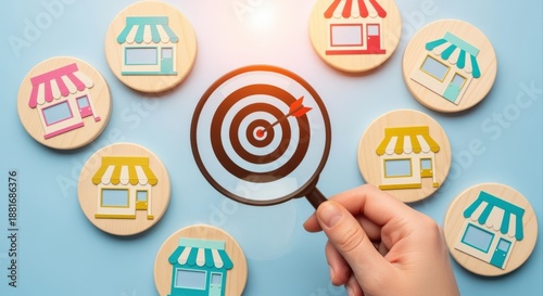 Franchise Expansion Strategy: Target Market Analysis with Magnifying Glass for Store Placement and Business Growth