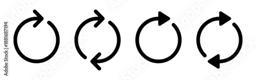 Refresh reload rotation arrows vector icon set
