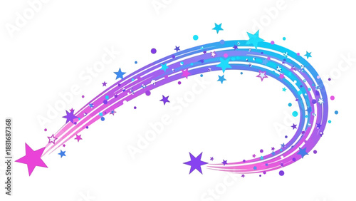 Vibrant Shooting Star Trail with Stars and Sparkles in a Celestial Scene Illustration