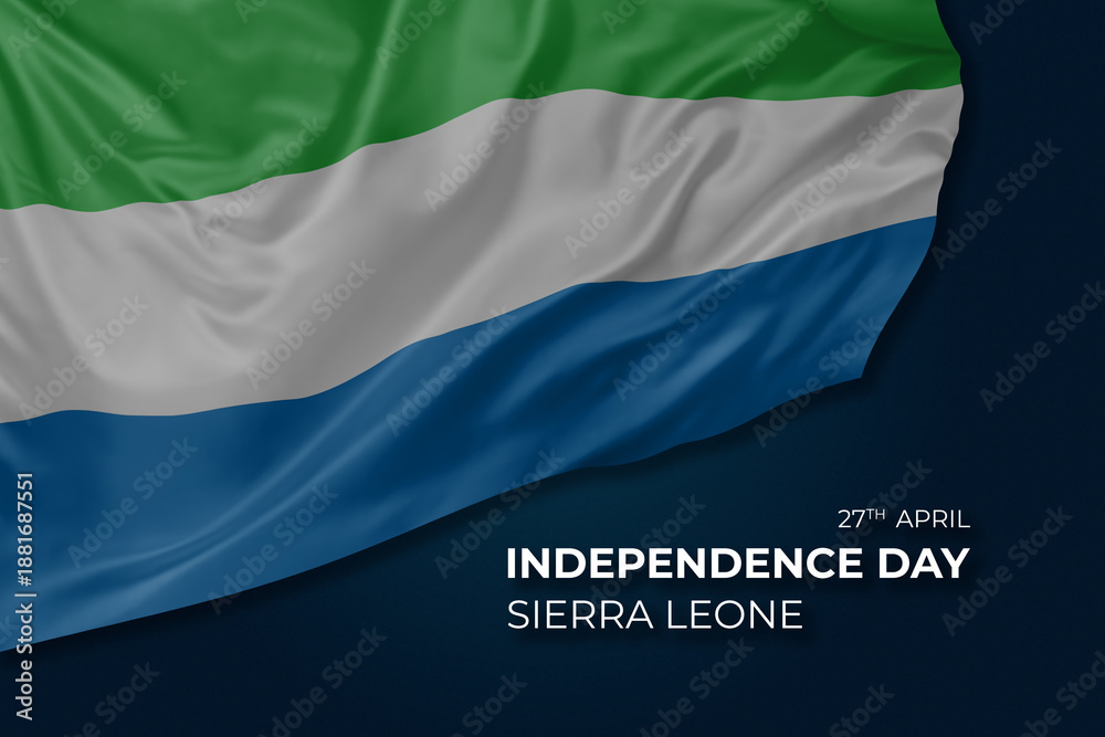 Obraz premium Sierra Leone independence day greetings card with flag