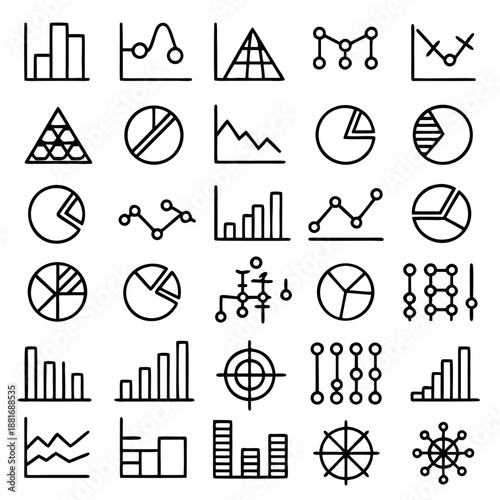 Professional statistical chart icon set for vector design