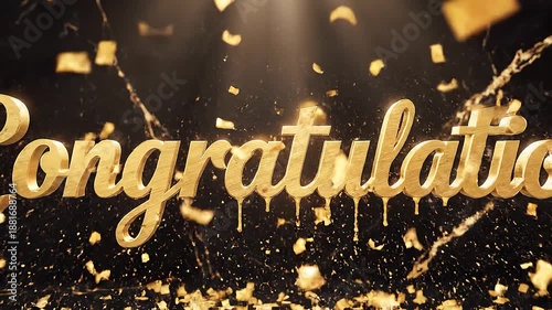 A congratulations text effect with gold color