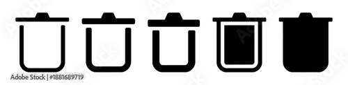 Set of trash can icon for removing unwanted information