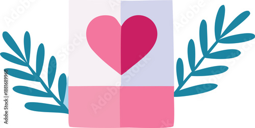 Abstract heart design with floral accents