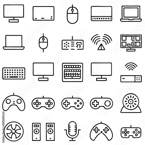 Tech gadget vector icon set for ui, web, and app design