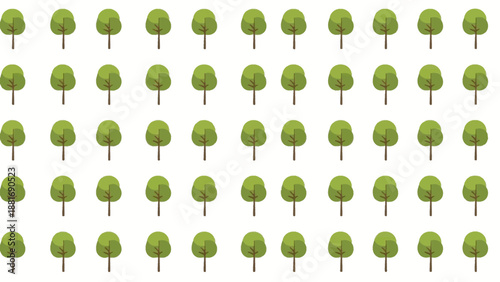 A Pattern of Green: A dense arrangement of vibrant green trees creates a harmonious and symmetrical visual pattern, evoking a sense of calm and natural order.