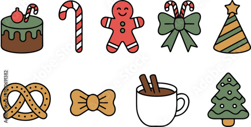 Christmas Cookie and Candy Cane Vector Set – Holiday Sweets Collection