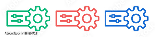 Settings vector icon with sliders control and gear shape