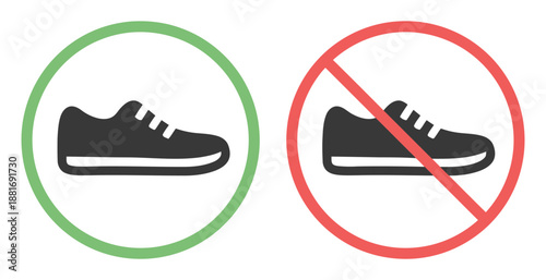 Shoes are allowed or prohibited sign vector illustration