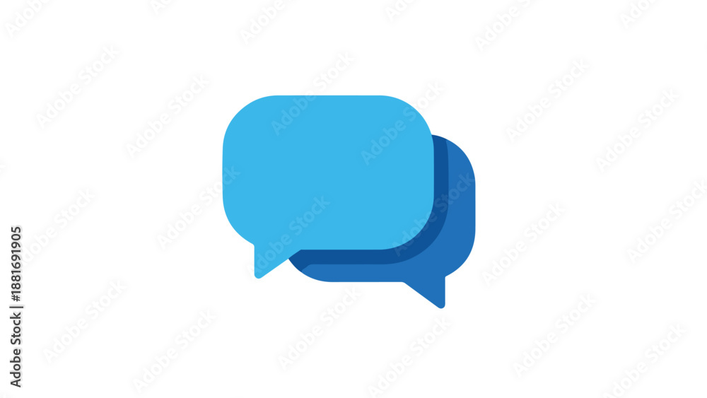 Fototapeta premium Blue chat bubbles on a white background with a minimalist design and calming color scheme.