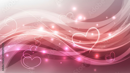 A beautiful vector graphic illustration of pink hearts and sparkles