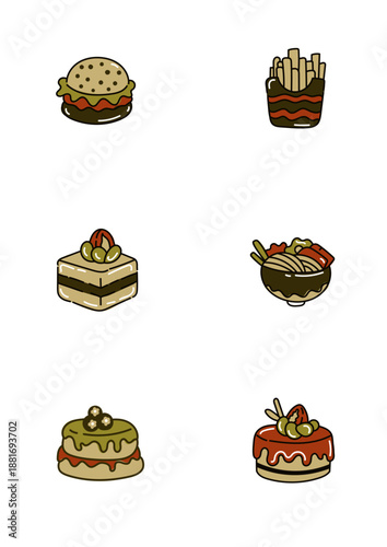 fast food icons set