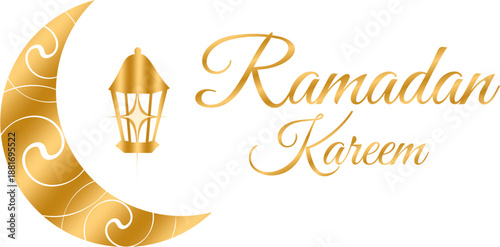 ramadan kareem islamic symbols and beautiful golden lettering for your project - vector, png without background