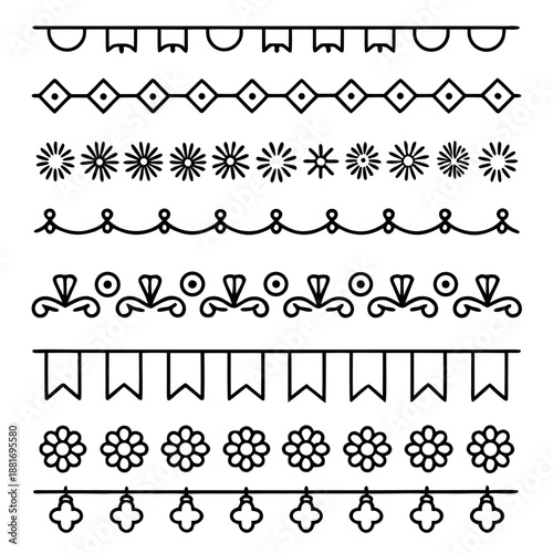 Decorative vector border icons set for design and branding