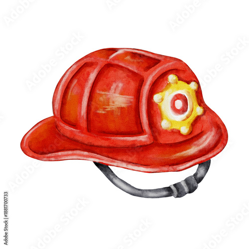 Bright red firefighter hat design suitable for wrapping paper and textile patterns