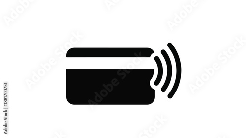 Contactless payment credit card with wireless signal icon, modern technology for secure transactions, finance and banking concept