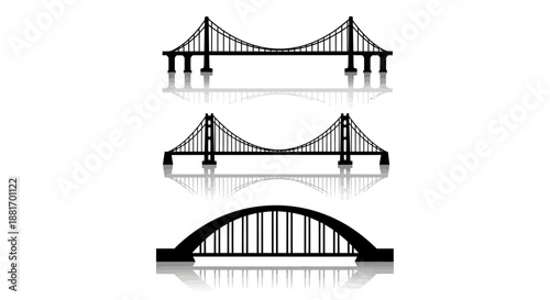 Silhouetted Bridges - Suspension, Arch, and Cable-Stayed Designs.