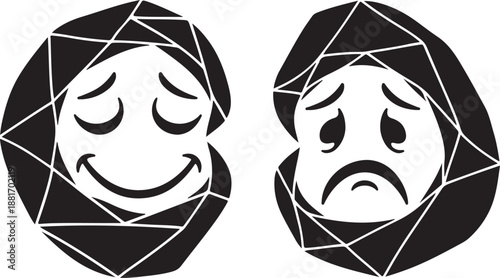 Contrasting Emotions with Geometric Faces and Smiley Expressions