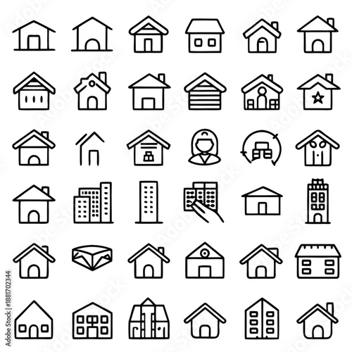 Real estate vector icon set for web, ui, and app design