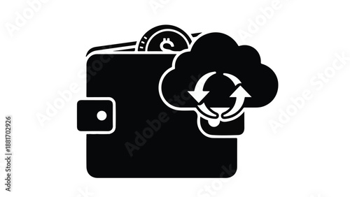 Eco friendly finance concept with wallet cloud and recycling symbol for sustainable money management and environmental responsibility