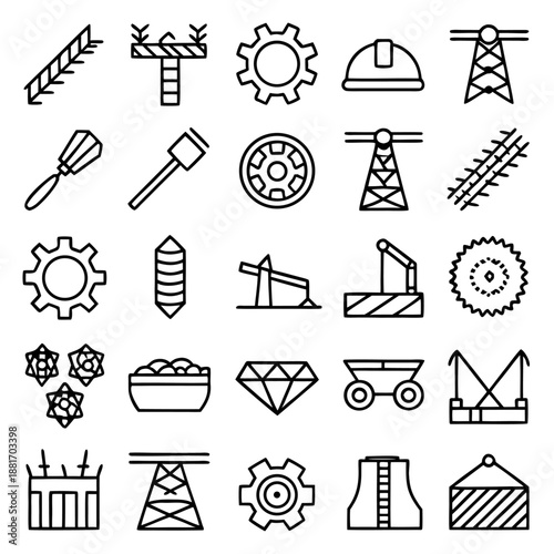 Industrial vector icon set for ui, web, and branding