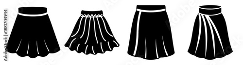 Four black glove illustrations with varying finger designs and wristbands