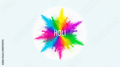 Colorful Holi Powder Splash on White Background