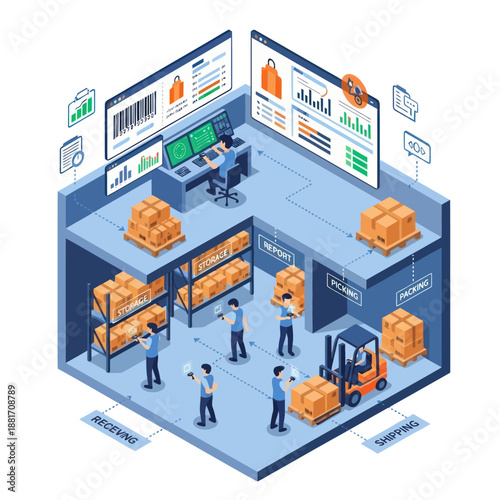 Warehouse Management System with Workers and Inventory.