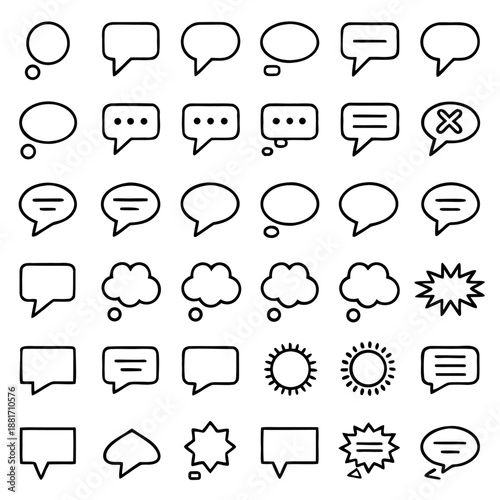 Minimalist vector speech bubbles and icons set for ui design