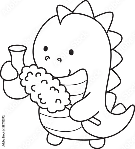 Coloring book of cute Dinosaur character clip art for children. Outline of Dinosaur 