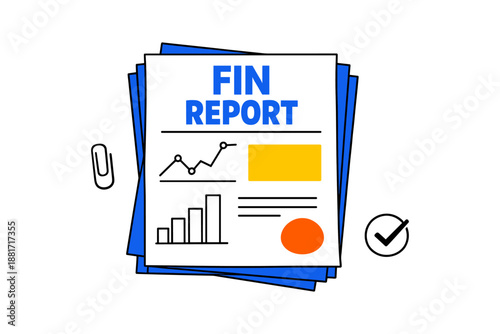 Abstract financial report design with graphs and symbols