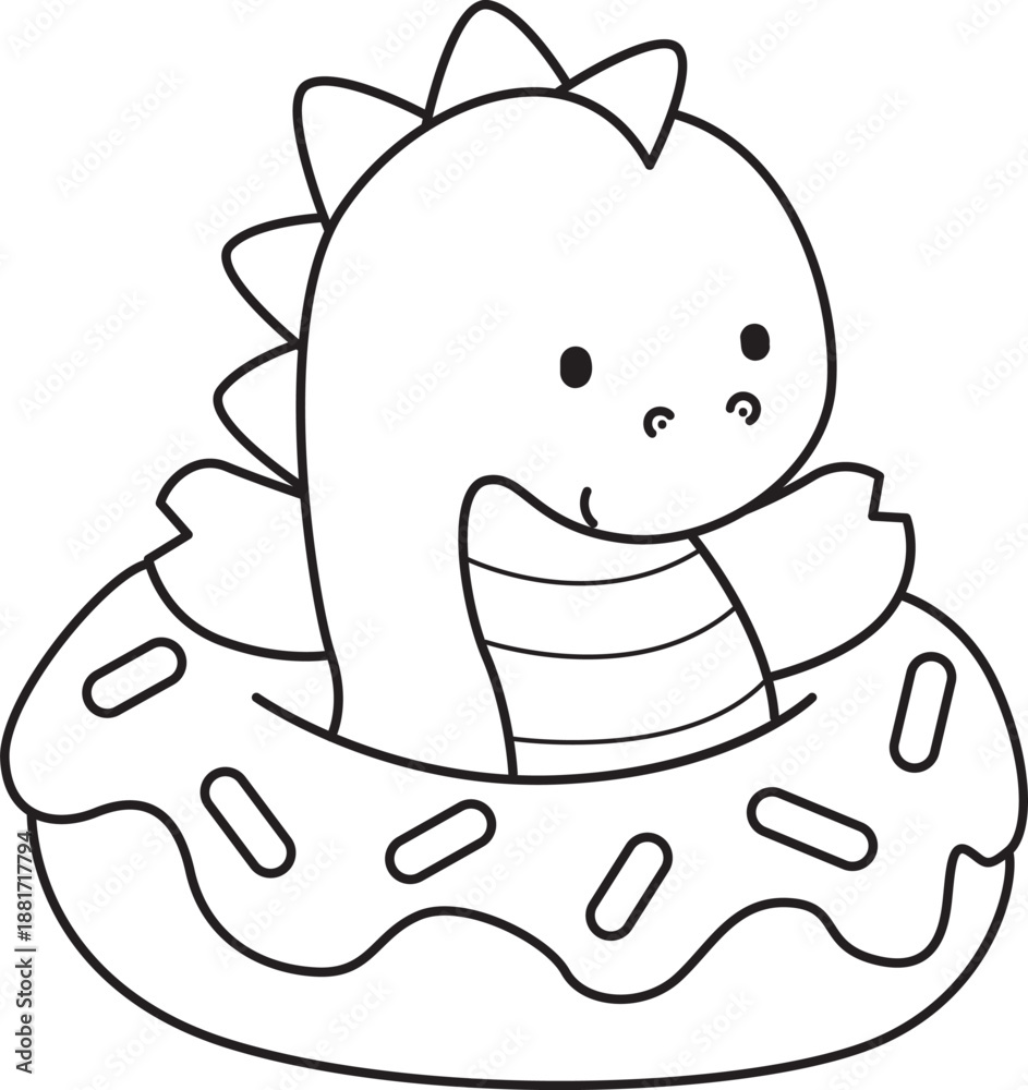 Obraz premium Coloring book of cute Dinosaur character clip art for children. Outline of Dinosaur 