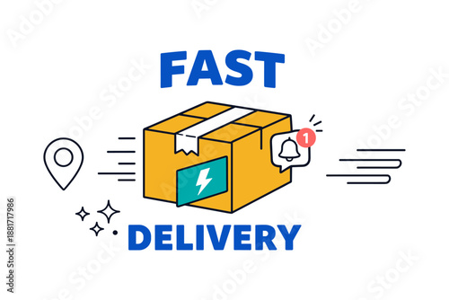 Fast delivery concept with speedy package illustration
