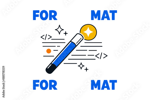 Digital magic wand highlighting coding efficiency with formatting elements