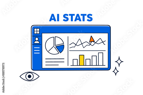 Ai stats: data visualization with graphs and charts on digital screen
