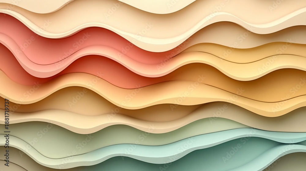 Fototapeta premium Artistic Layered Color Waves Blend Creating an Abstract Wall Decoration with Gradient Background