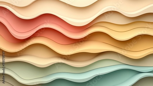 Artistic Layered Color Waves Blend Creating an Abstract Wall Decoration with Gradient Background