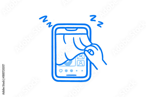 Hand pulling curtain on smartphone screen symbolizing privacy concept