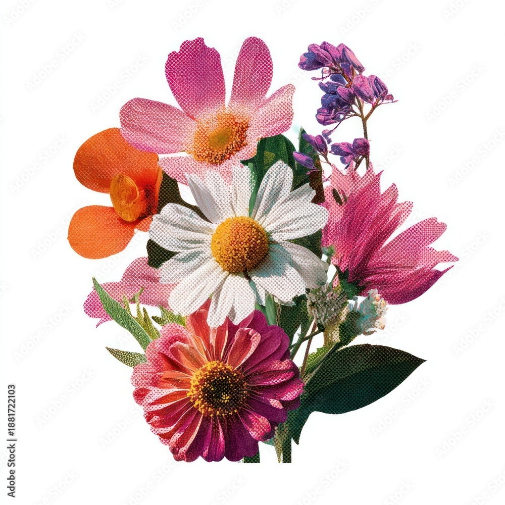 Fototapeta premium Vibrant floral bouquet illustration