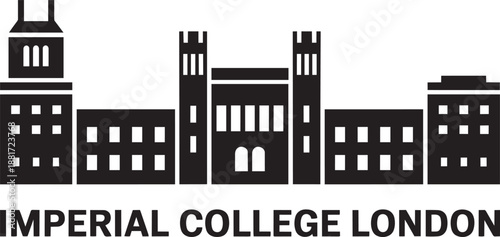 Imperial college london iconic building silhouette vector illustration on transparent background